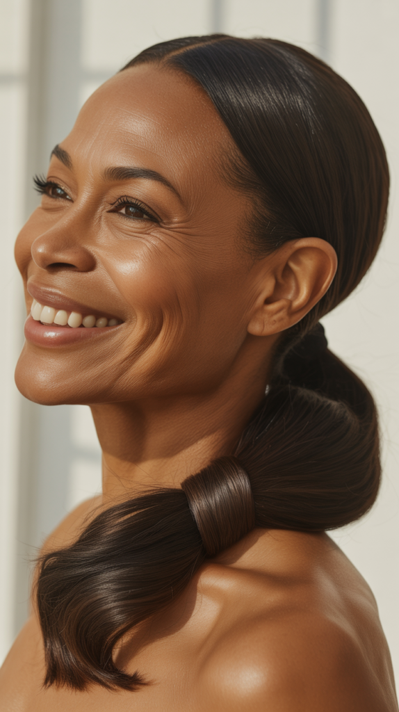Sleek Ponytail with Wrapped Base