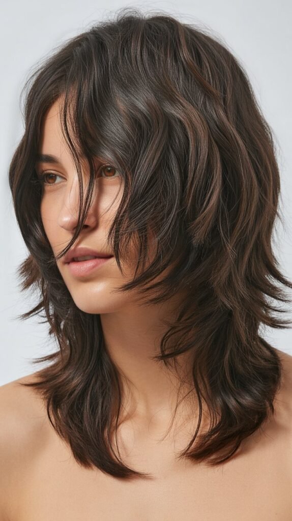 Shaggy Long Bob with Choppy Curtain Bangs