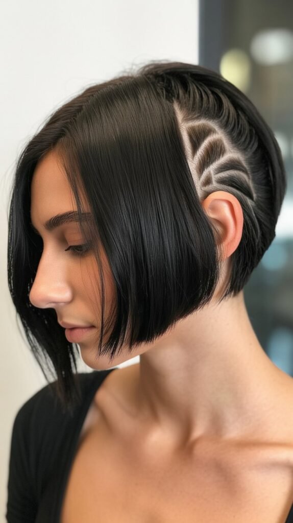 Angled Bob with Nape Undercut Design