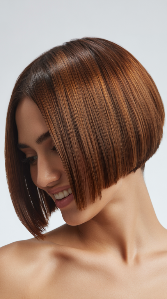 Sleek Inverted Bob with Razor-Sharp Stacked Cut