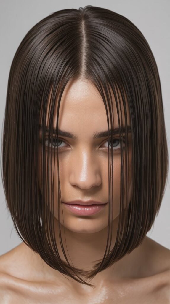 Sleek Middle Part Bob