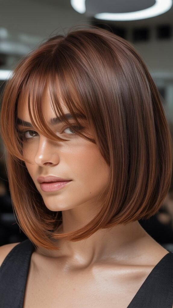 Voluminous Bob with Full Curtain Bangs