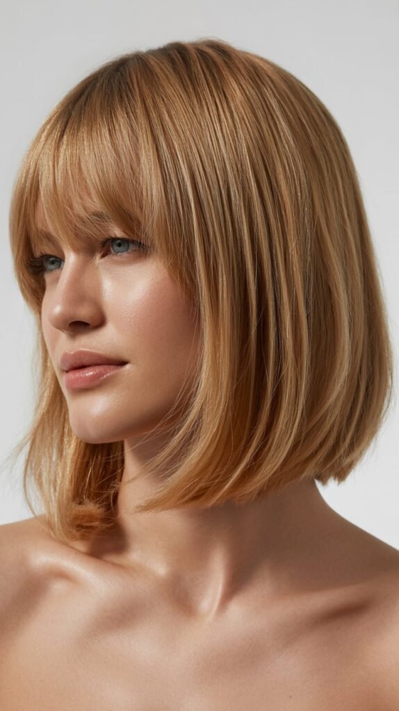 Graduated Long Bob with Textured Bangs