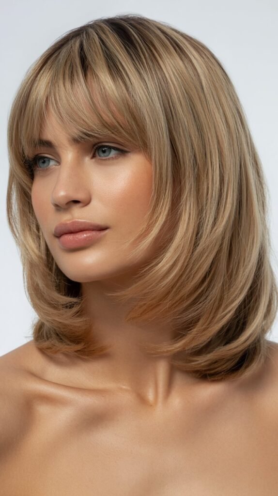 33 Beautiful Long Textured Bob with Curtain Bangs