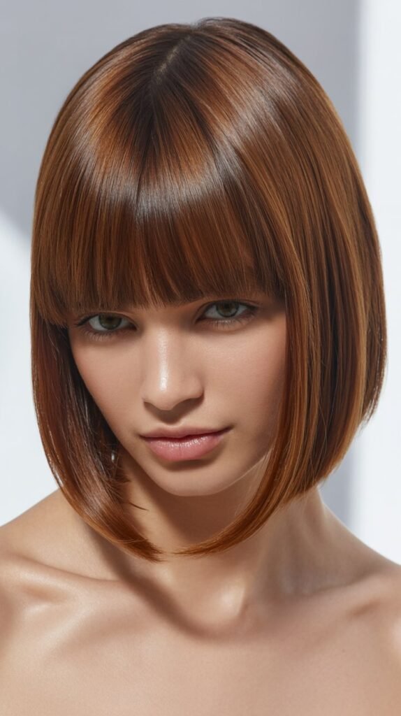 Sleek Long Bob with Arched Bangs