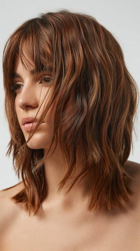 Choppy Long Bob with Piecey Curtain Bangs