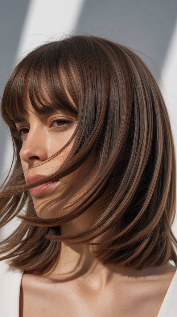 Razor-Cut Bob with Feathered Curtain Bangs