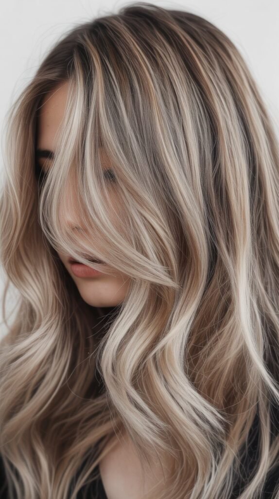 Ash Blonde with Charcoal Lowlights