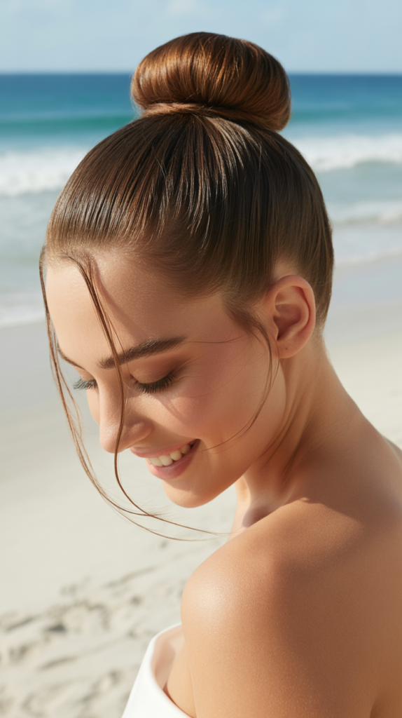 Sleek Top Knot With Face Framing Pieces