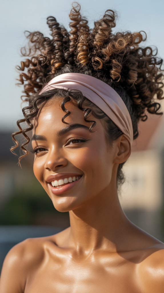 Curly High Puff with Headband