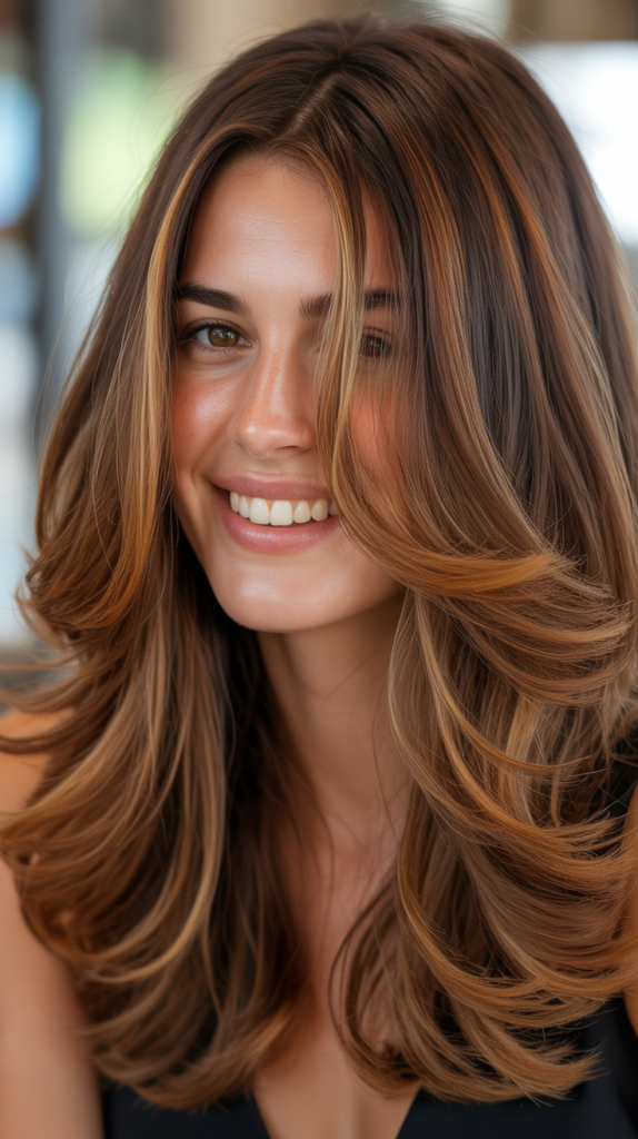 Caramel Ombre on Layered Brown Hair
