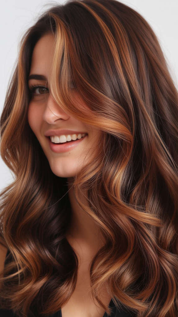 Mahogany Balayage with Copper Money Piece