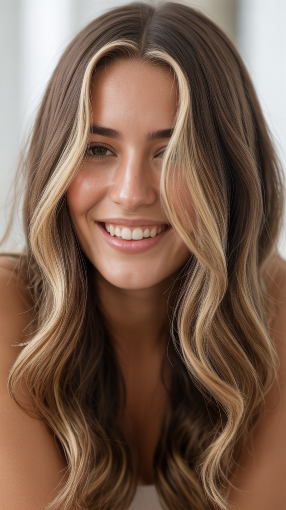 Blonde Highlights on Long Brown Hair