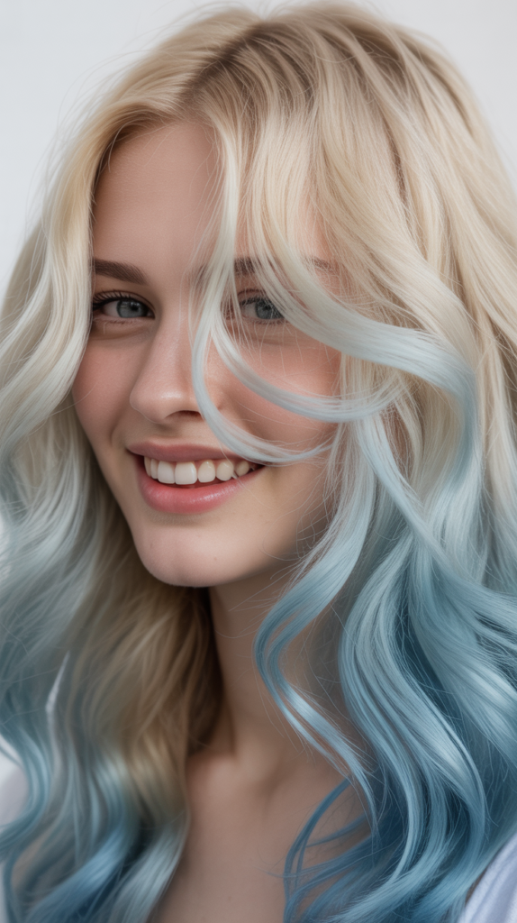 Pearl Blonde with Ice Blue Highlights