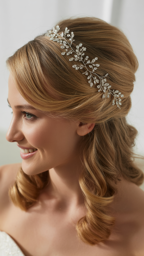 Half-Up with Crystal Hair Vine