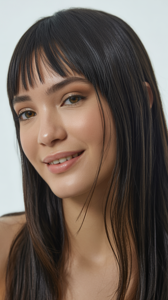  See-Through Bangs with Silky Straight Hair