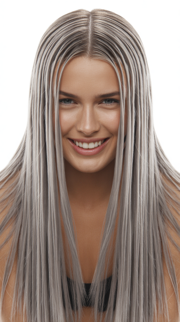 Sleek Middle Part with Glass Hair Finish