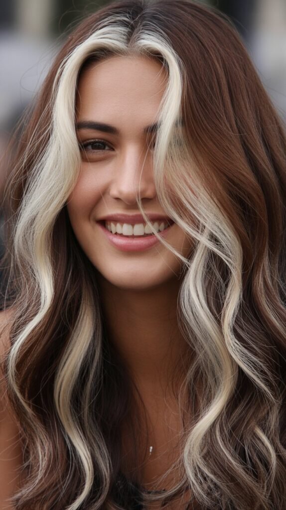 Icy Highlights on Warm Brunette Base