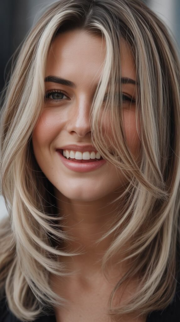 Icy Platinum Highlights with Ash Brown Lowlights