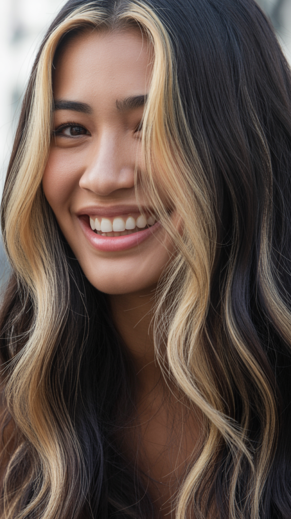 Blonde Highlights on Natural Black Hair Texture