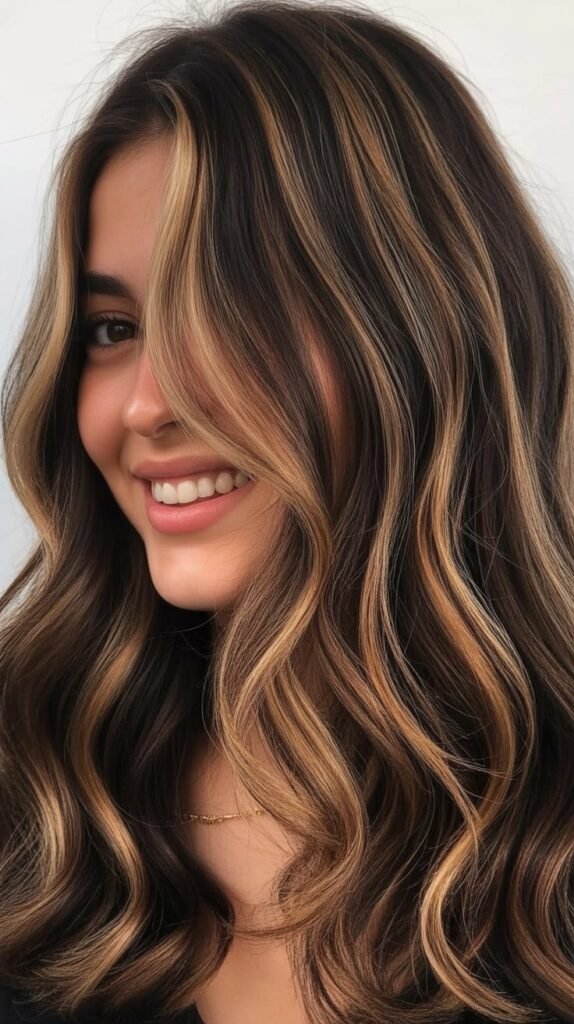  Espresso Brown with Caramel Ribbon Money Piece