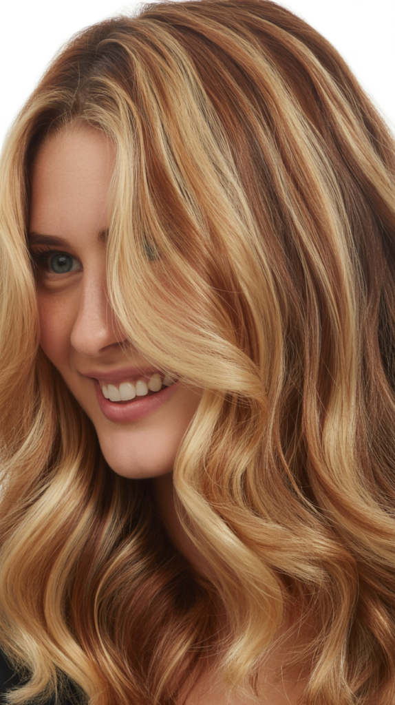 Wheat Blonde Highlights with Chestnut Lowlights