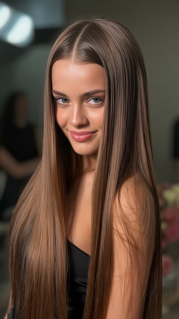 Center Part with Extreme Sleekness