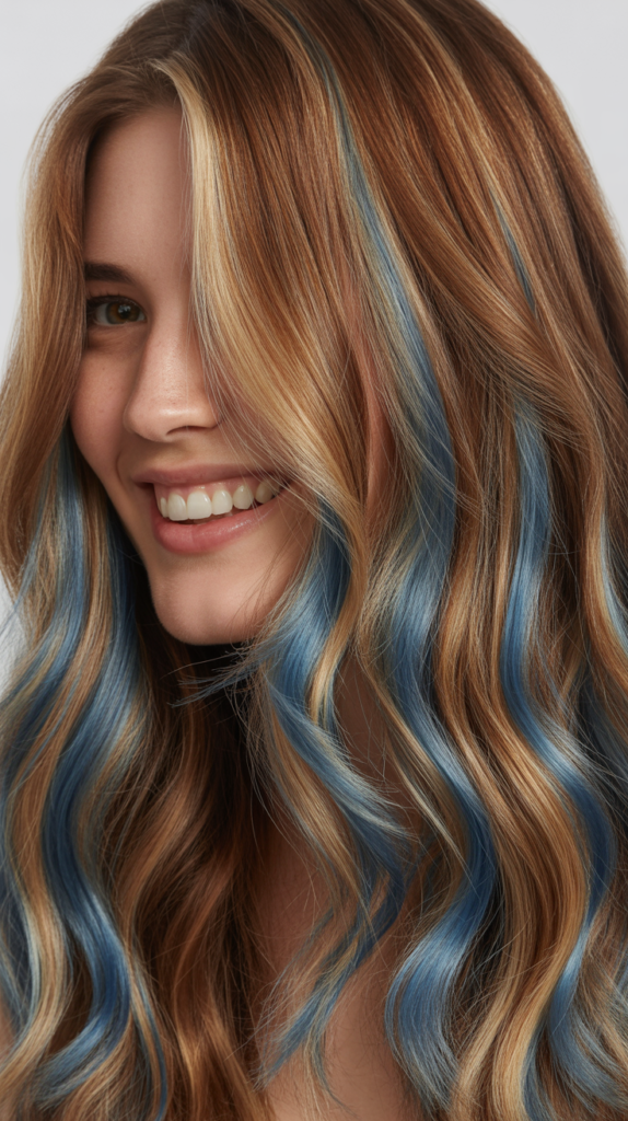 Bronde with Denim Blue Balayage