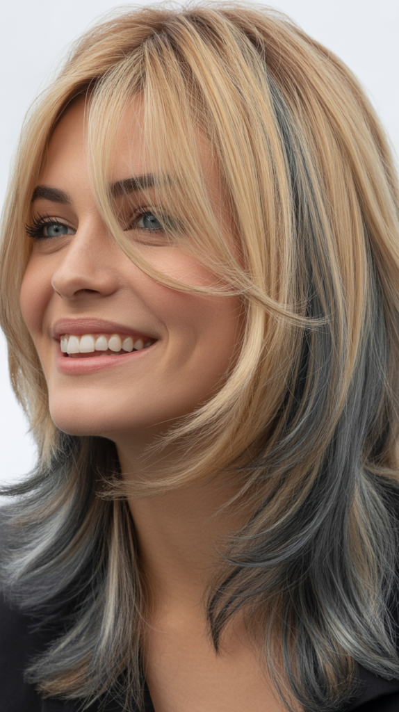 Frosted Blonde Highlights with Slate Lowlights