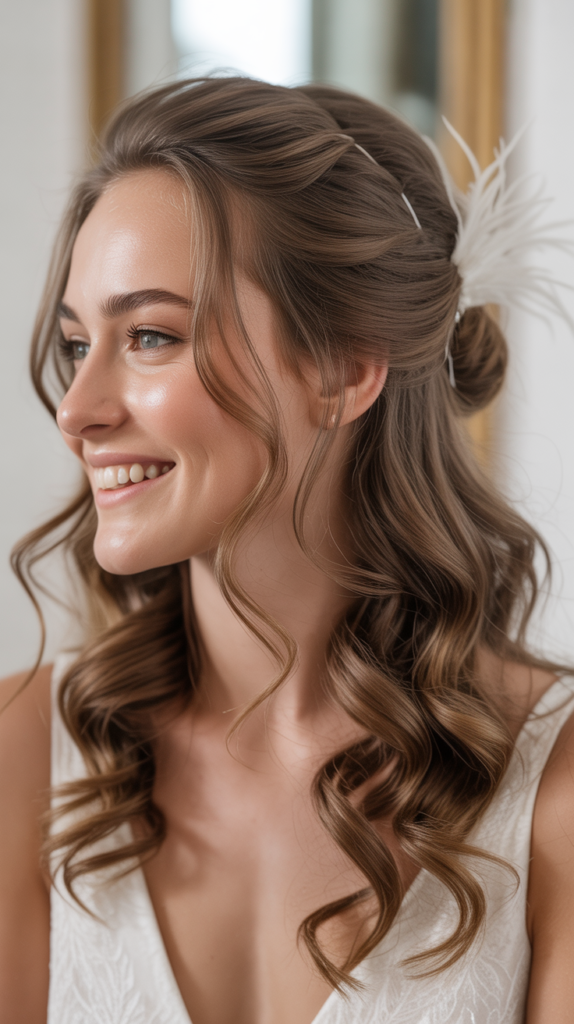 Half-Up with Feather Accent