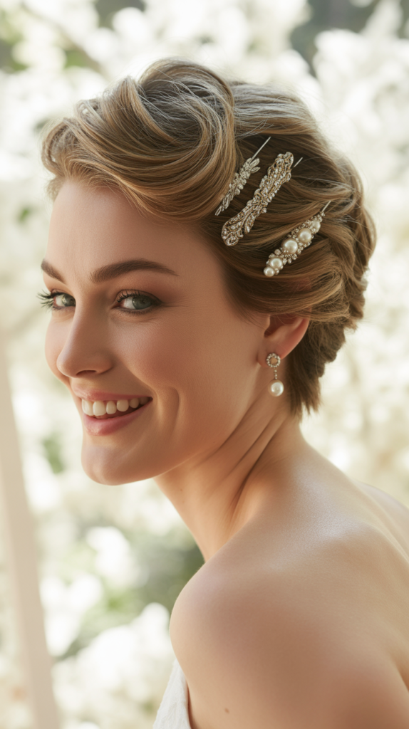 Textured Updo with Visible Pins