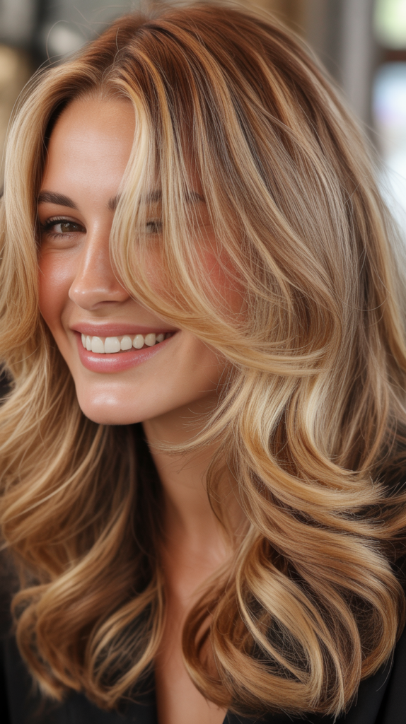 Sunset Blonde Highlights with Auburn Lowlights