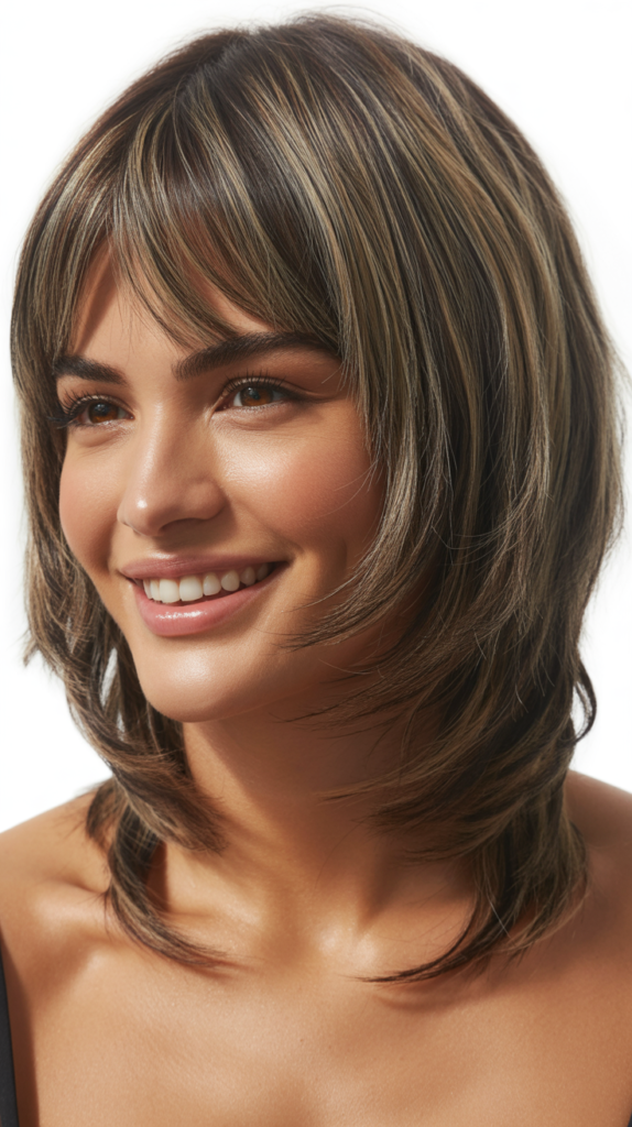 Choppy Long Bob with Edgy Curtain Bangs