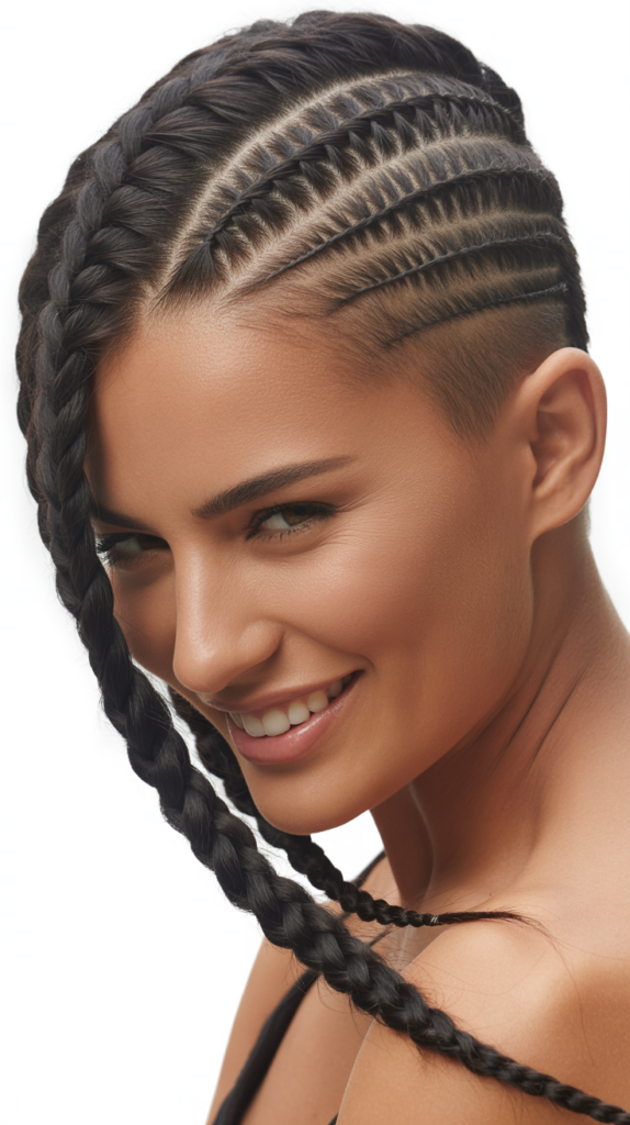 Side Braided Mohawk with Shaved Sides