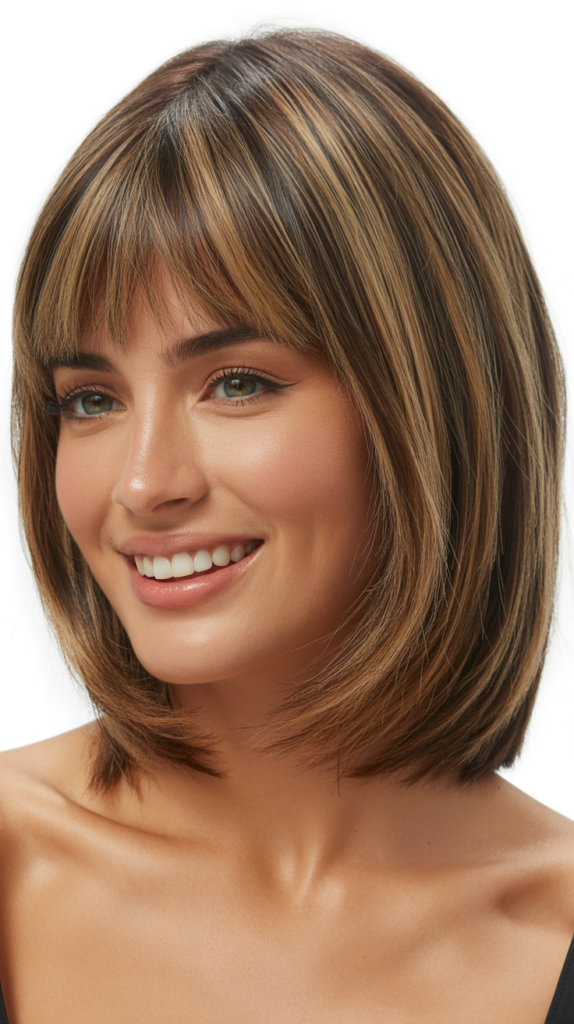 Razored Bob with Textured Curtain Bangs