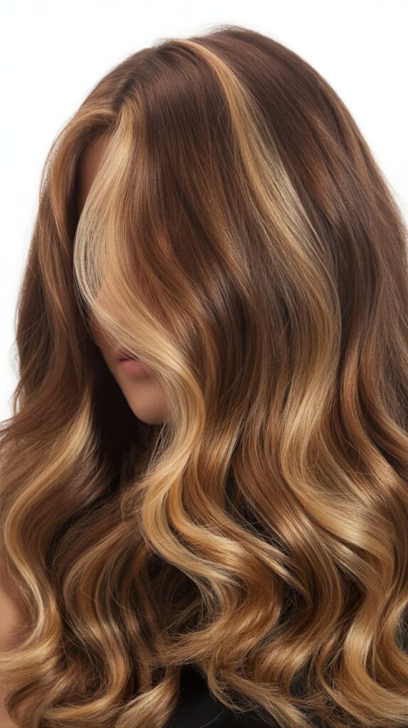 34 Trendy Brunette Balayage Hairstyles with a Money Piece 29 Multitonal Brown with Foiled Money Piece