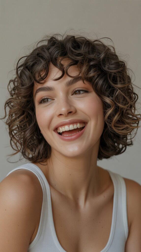 36 Stunning French Bob Haircuts With Bangs for Instant Fashion Edge 14 Curly French Bob With Full Bangs