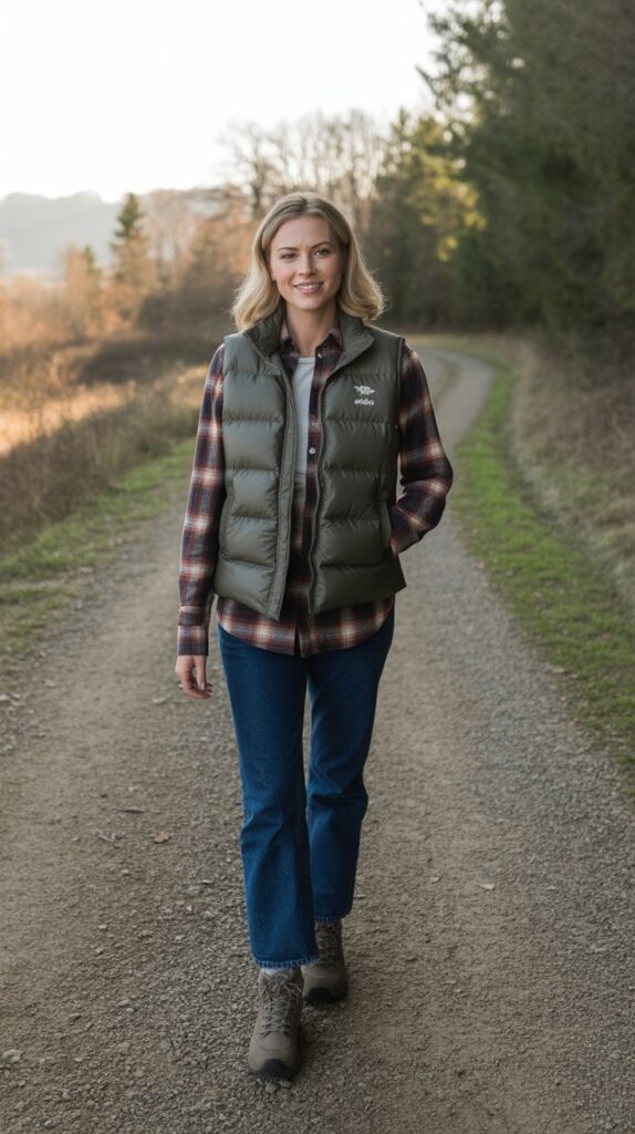 32 Chic Casual Fall Outfits for Women in Their 30s 17 The Vest Layering Technique