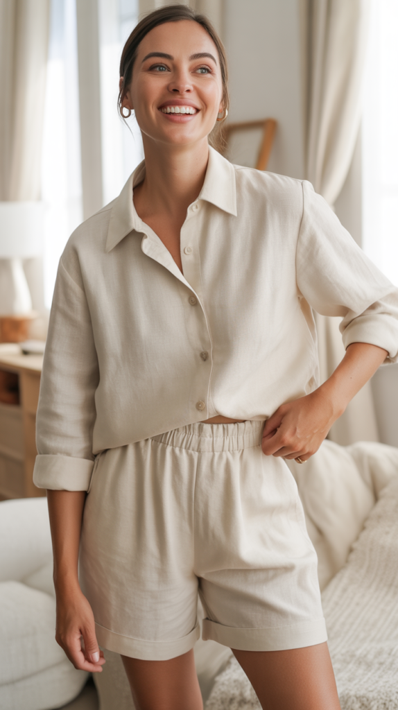 Linen Shirt and Shorts Set