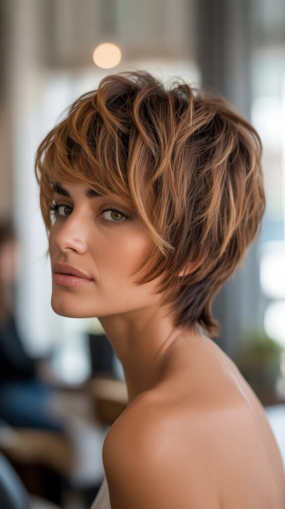 . Shaggy Pixie with Feathered Crown