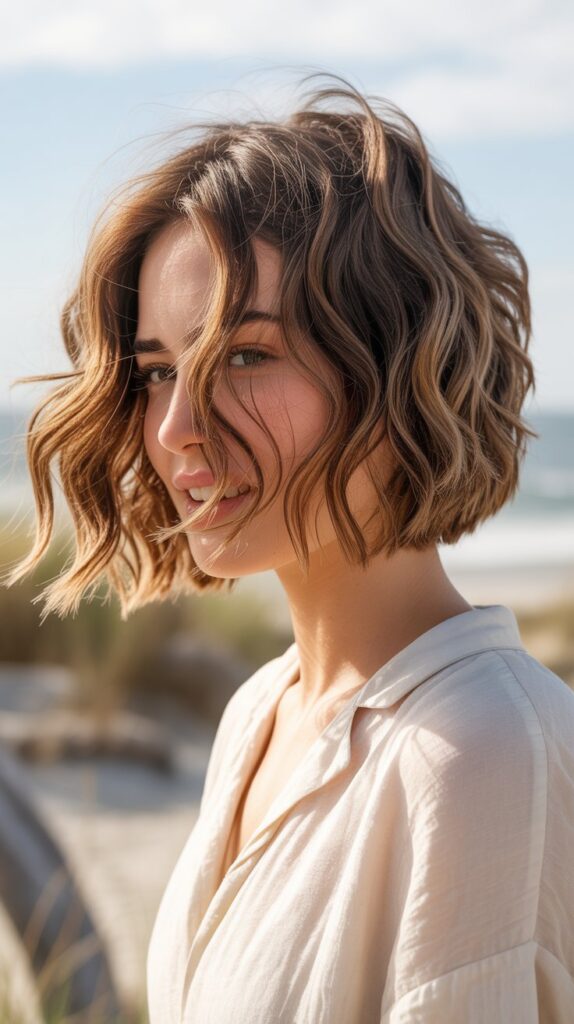 Best 27+ Choppy Bob Haircuts for Thick Hair 27 Choppy Bob with Beach Waves