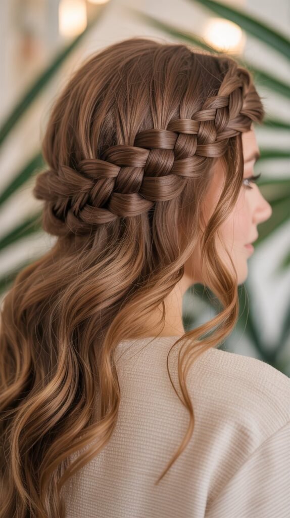 The Crown Braid with Loose Hair