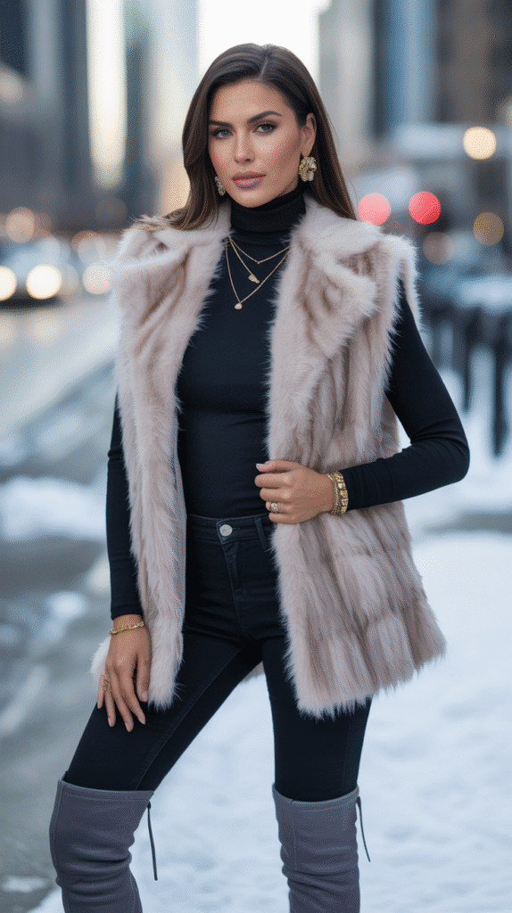 Faux Fur Vest with Layers
