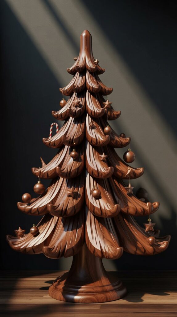 Best 30 Beautiful Wooden Christmas Trees to Try This Year 6 Carved Wooden Christmas Tree Sculpture