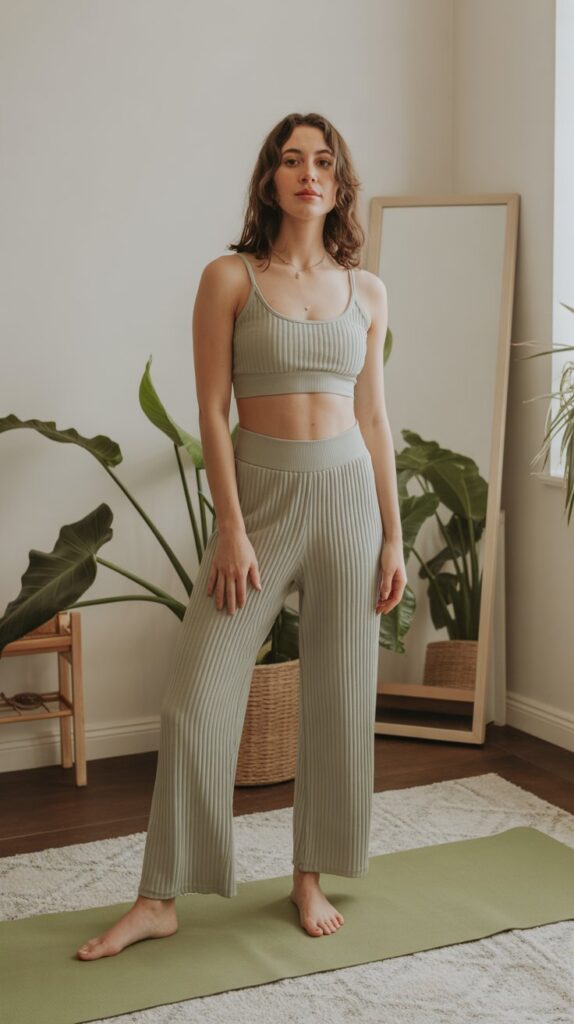 33 Chic Self Care Sunday Outfit Ideas to Dress to Impress 14 Matching Bralette and High-Waisted Pants Set