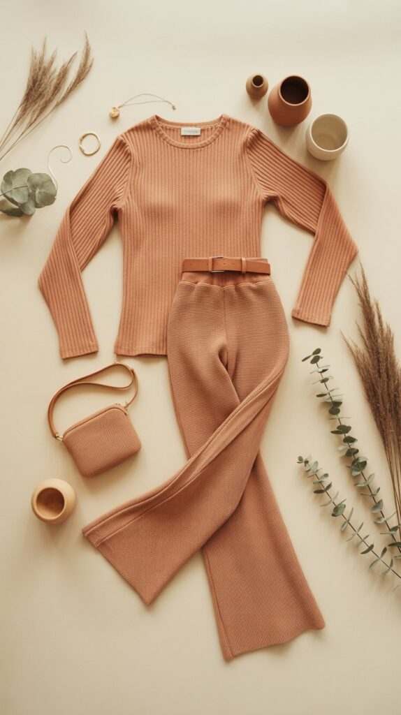 26 Aesthetic Self Care Sunday Outfit Inspirations 9 Monochromatic Comfort in Earthy Tones