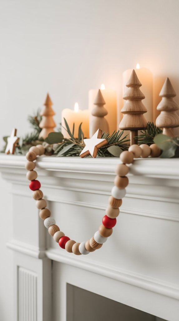 33 Profitable Rustic Christmas Wood Crafts for 2025 7 Wood Bead Garland with Christmas Elements