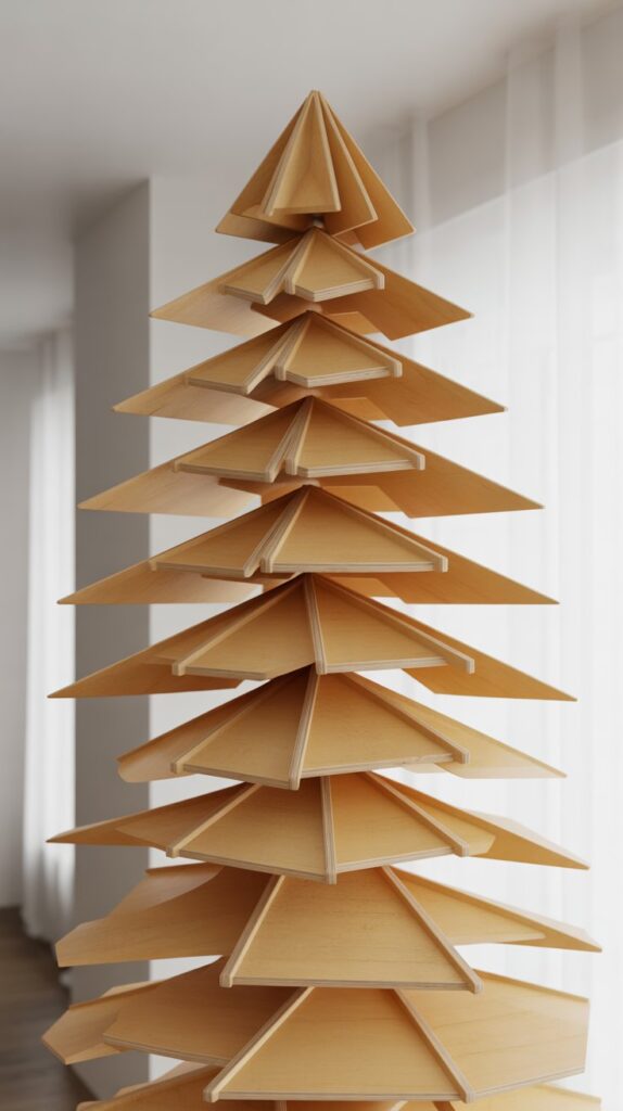 Best 30 Beautiful Wooden Christmas Trees to Try This Year 24 Layered Wooden Triangle Tree