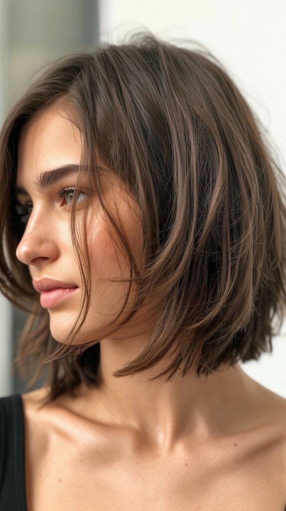 Piecey Layered Bob with Volume at Crown