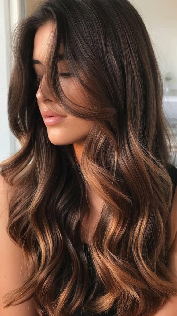 Chocolate Balayage with Copper Accents